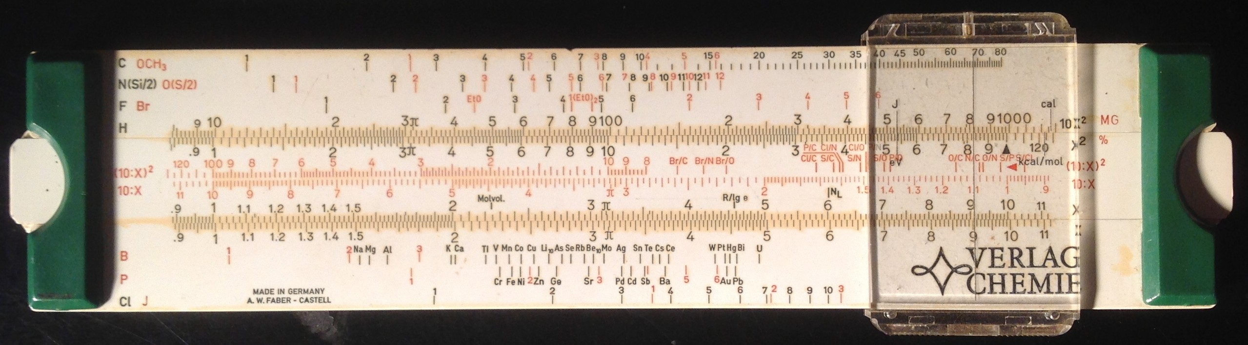 Rechenschieber für Chemiker Rückseite